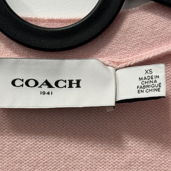 COACH Rexy Patch Metallic Wool-Cashmere Cardigan - Picture 7 of 9